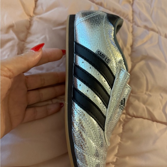 Adidas Metallic Silver Soccer Cleats with Black Stripes - Picture 4 of 4